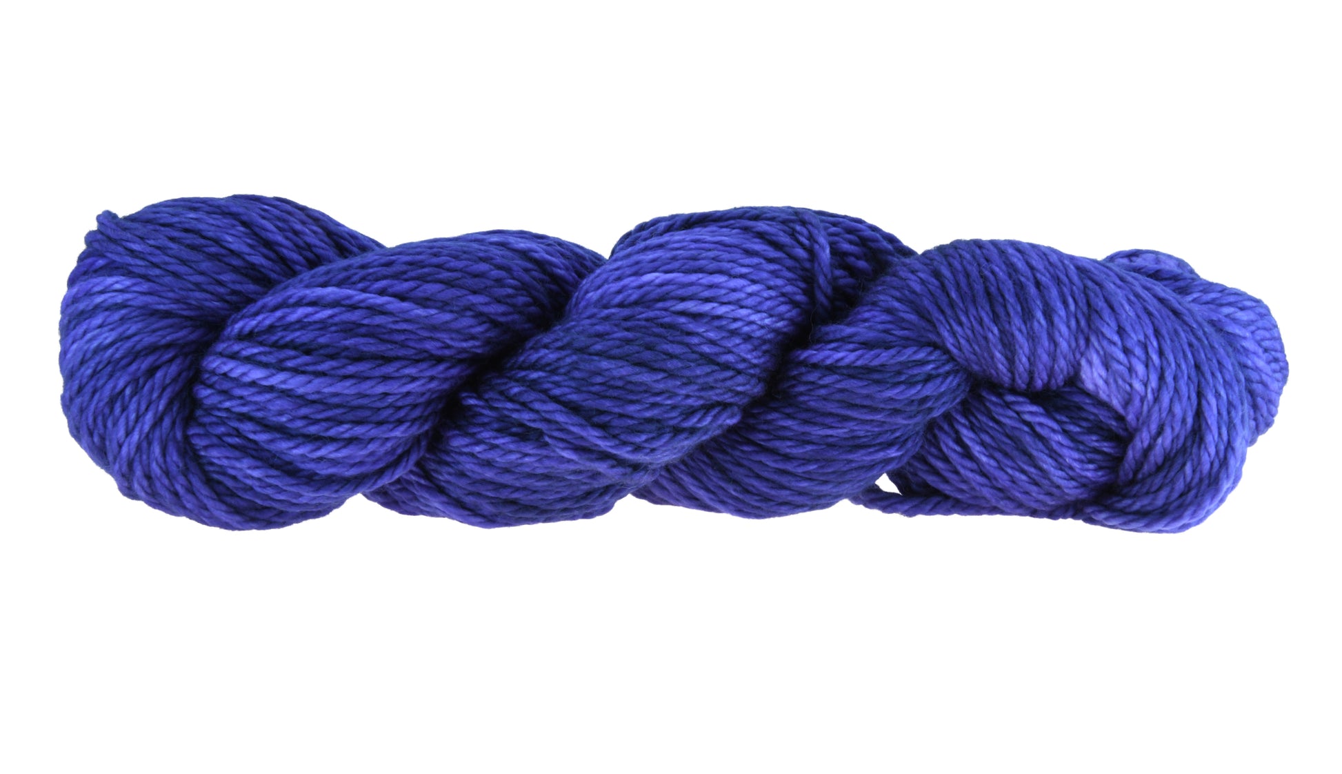 A twisted skein of Barn Yarn bulky weight yarn in colorway Lavender; inspired by the lavender flower, perfect for  knitting and crochet projects.
