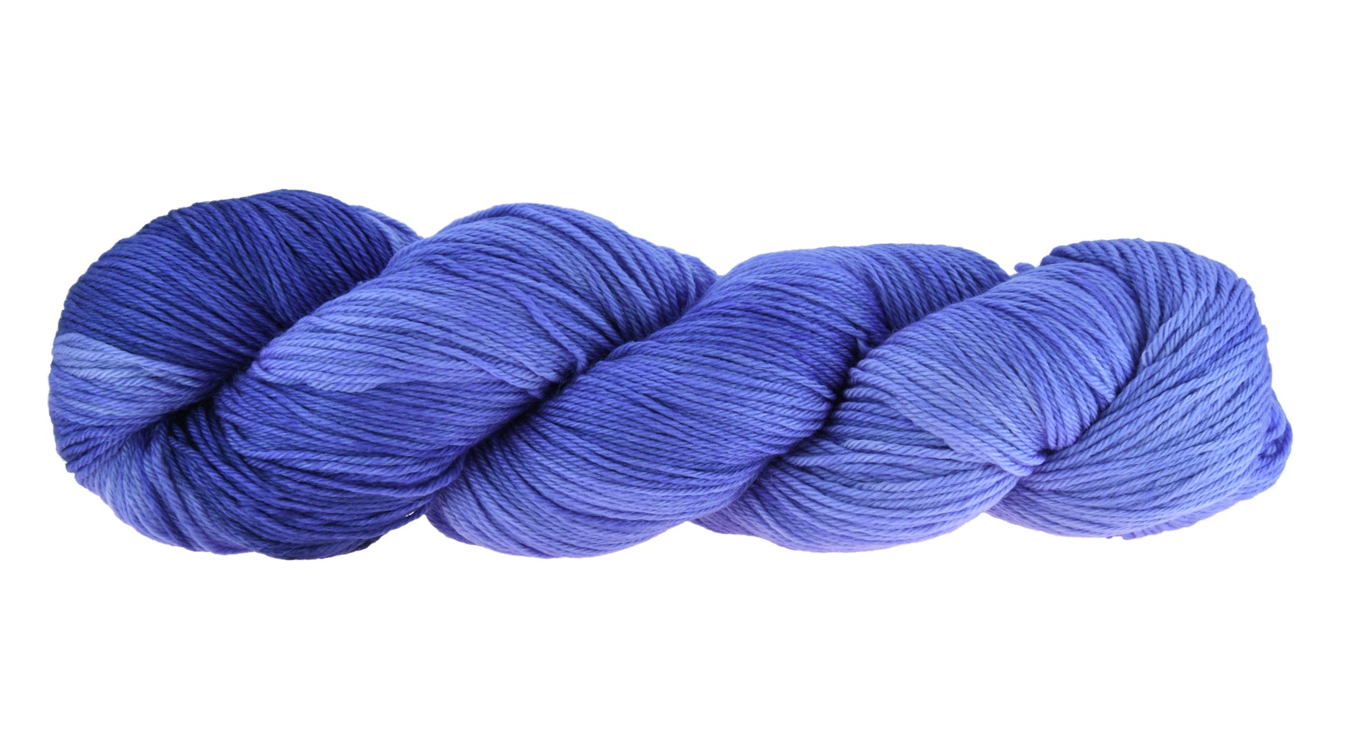 A twisted skein of Barn Yarn merino-cashmere-nylon fingering weight yarn in colorway Lavender; inspired by the lavender flower, perfect for  knitting and crochet projects.