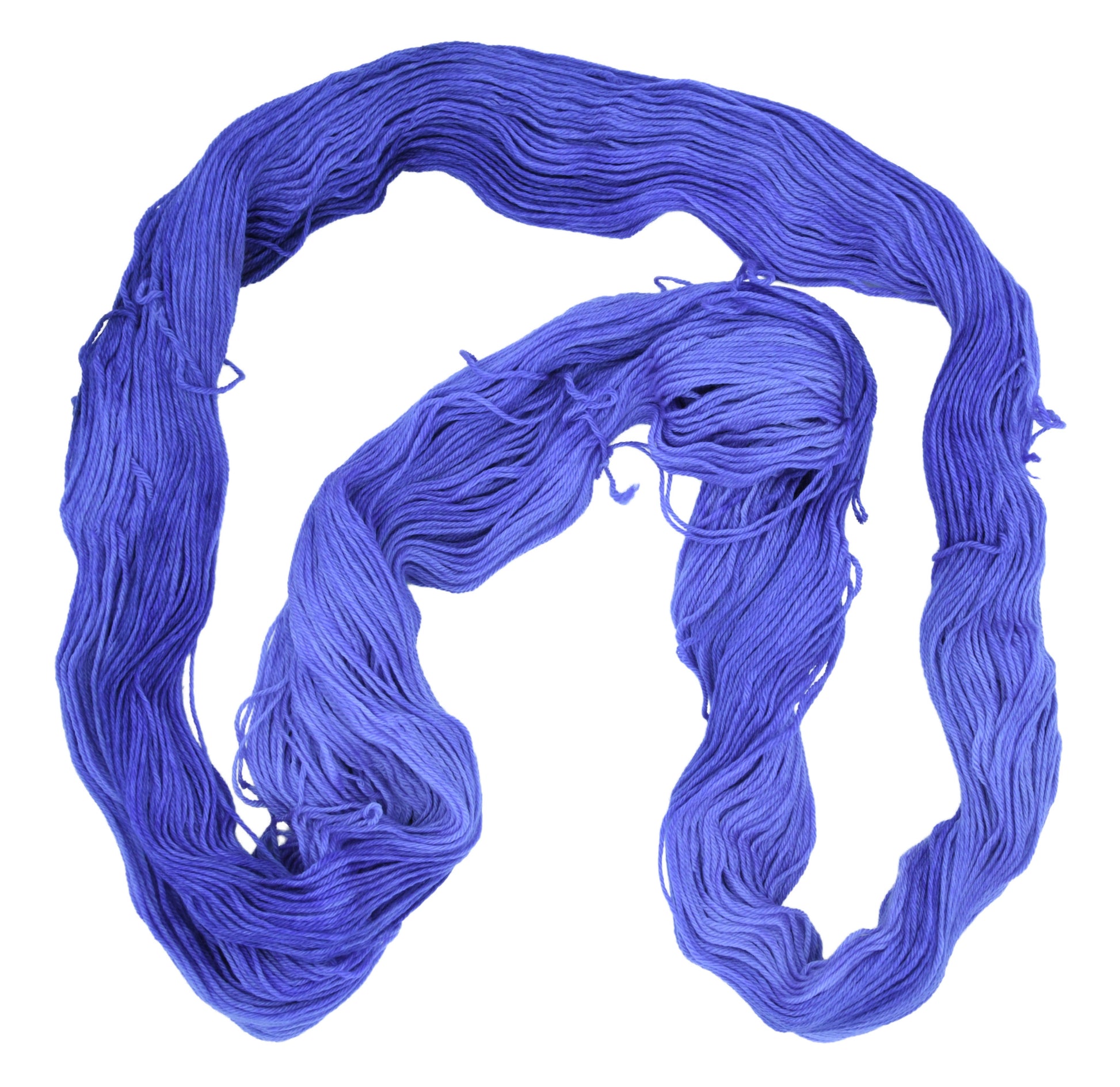 An unfolded skein of Barn Yarn merino-cashmere-nylon fingering weight yarn in colorway Lavender; inspired by the lavender flower, perfect for  knitting and crochet projects.