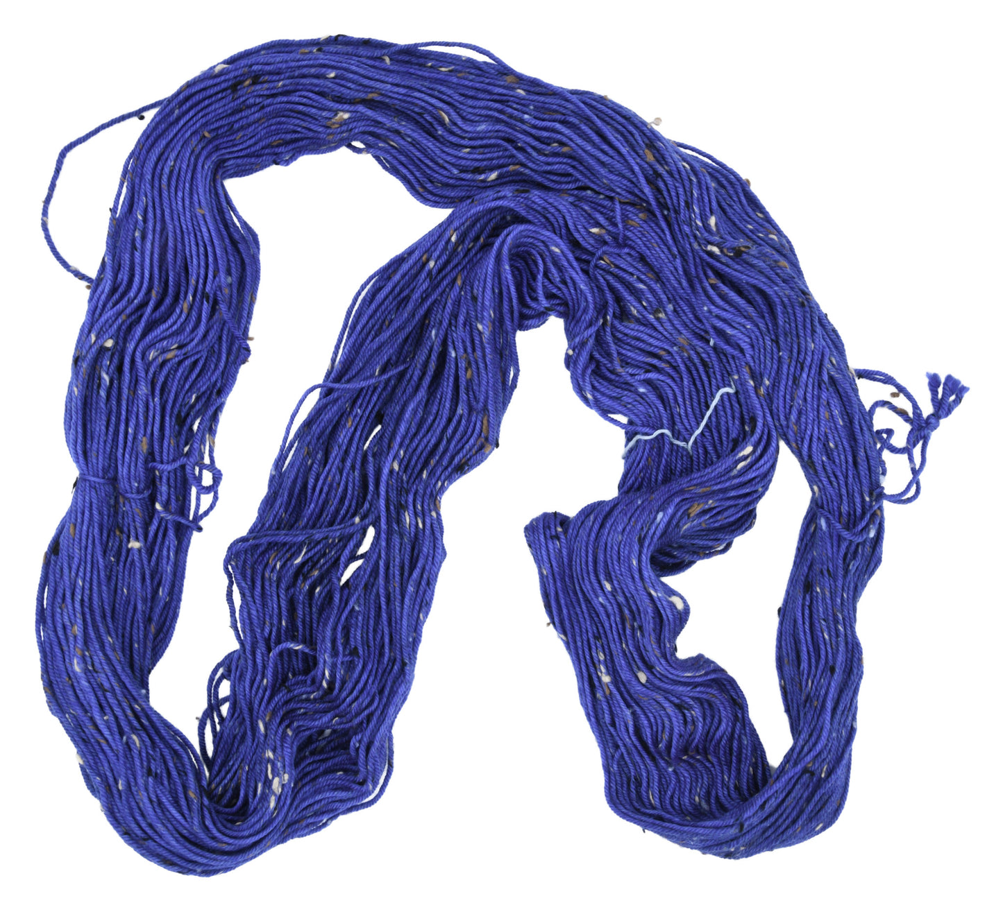 An unfolded skein of Barn Yarn tweed DK weight yarn in colorway Lavender; inspired by the lavender flower, perfect for knitting and crochet projects.